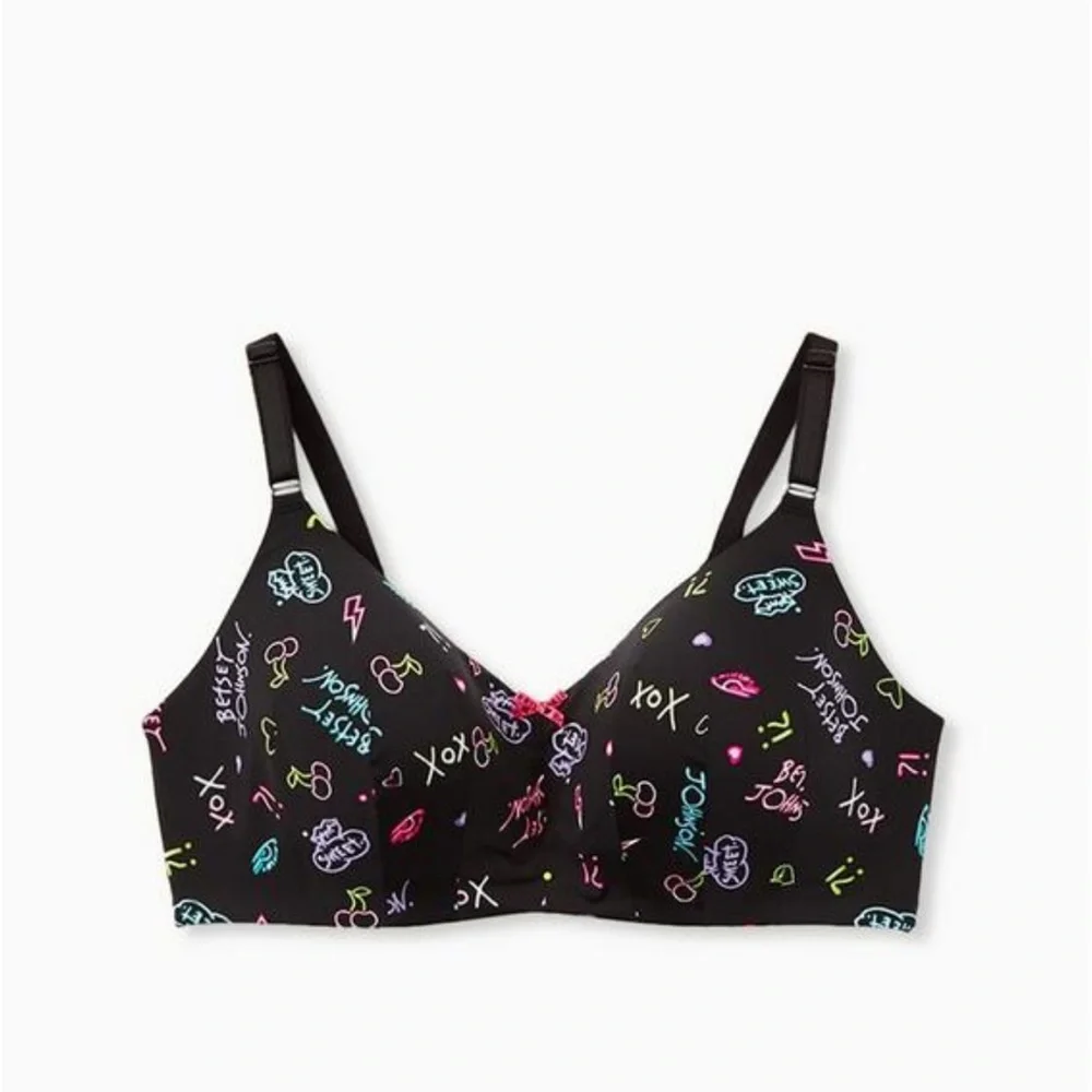 Torrid Betsey Johnson Neon Dream 360 Back Smoothing Lightly Wire Free Bra 44B - Picture 3 of 4